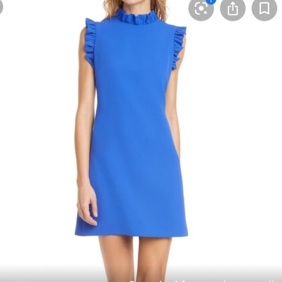 Alice + Olivia - Elsa Ruffle Collar A Line Dress in Ultramarine Size 0 - Picture 5 of 7